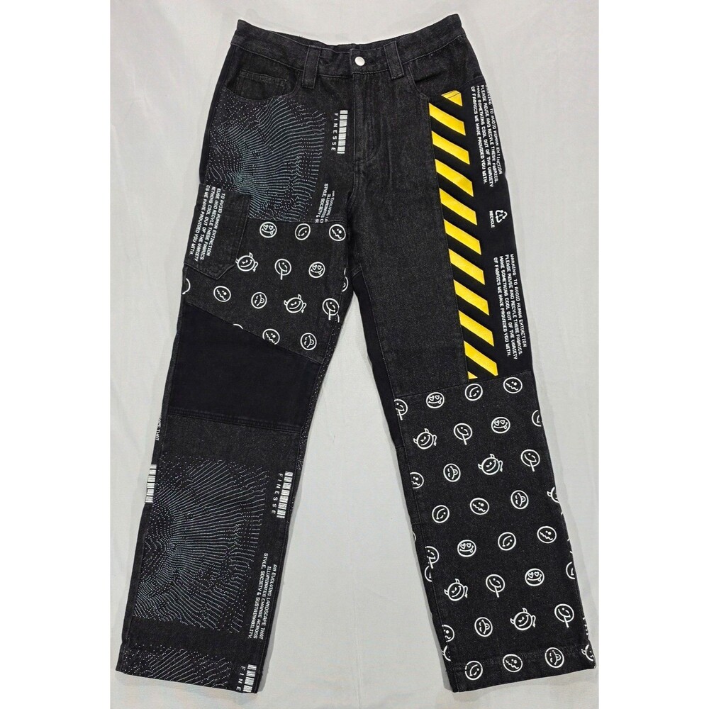 Jacko Black Patchwork Jeans M Streetwear Festival Indie Sleaze Punk Goth Skater